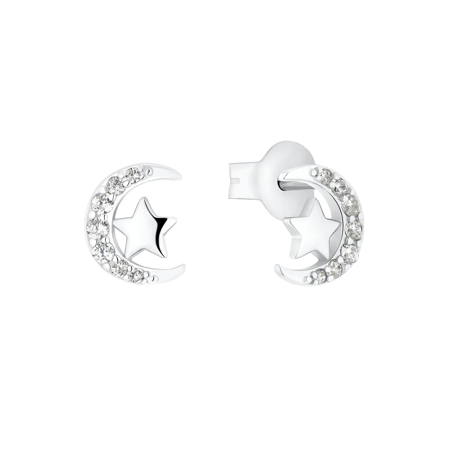 Ohrstecker für Mädchen, 925 Sterling Silber, (synth.) Zirkonia | Mond