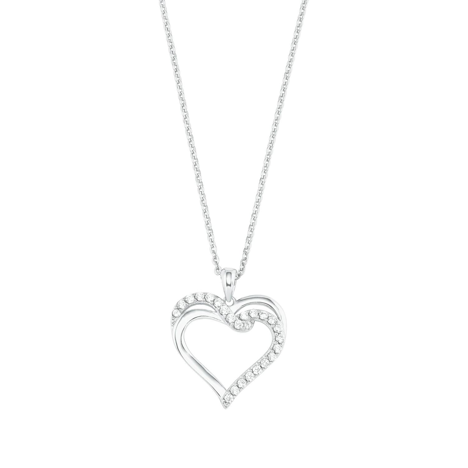 Kette mit Anhänger für Damen, 925 Sterling Silber, Zirkonia synth. | Herz