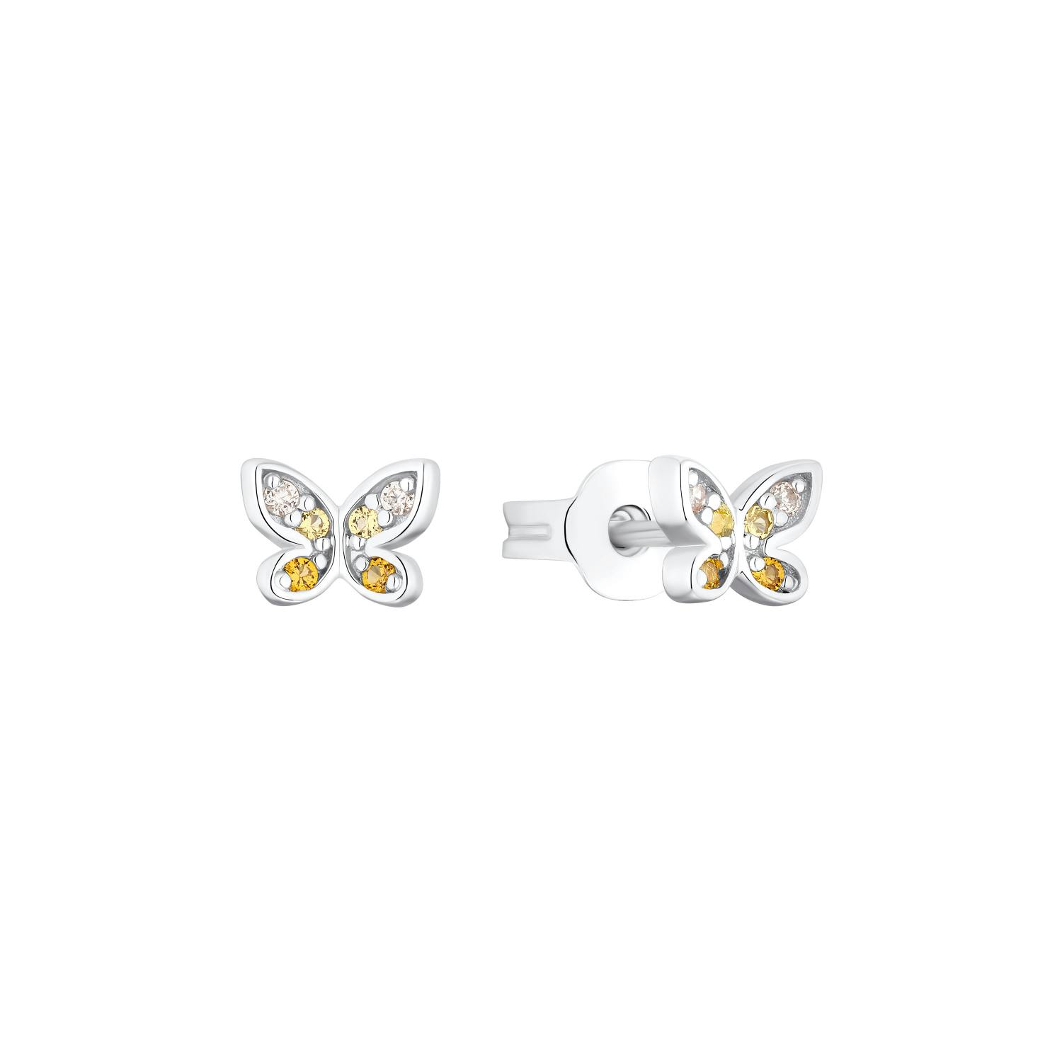 Ohrstecker für Mädchen, 925 Sterling Silber, Zirkonia (synth.) | Schmetterling