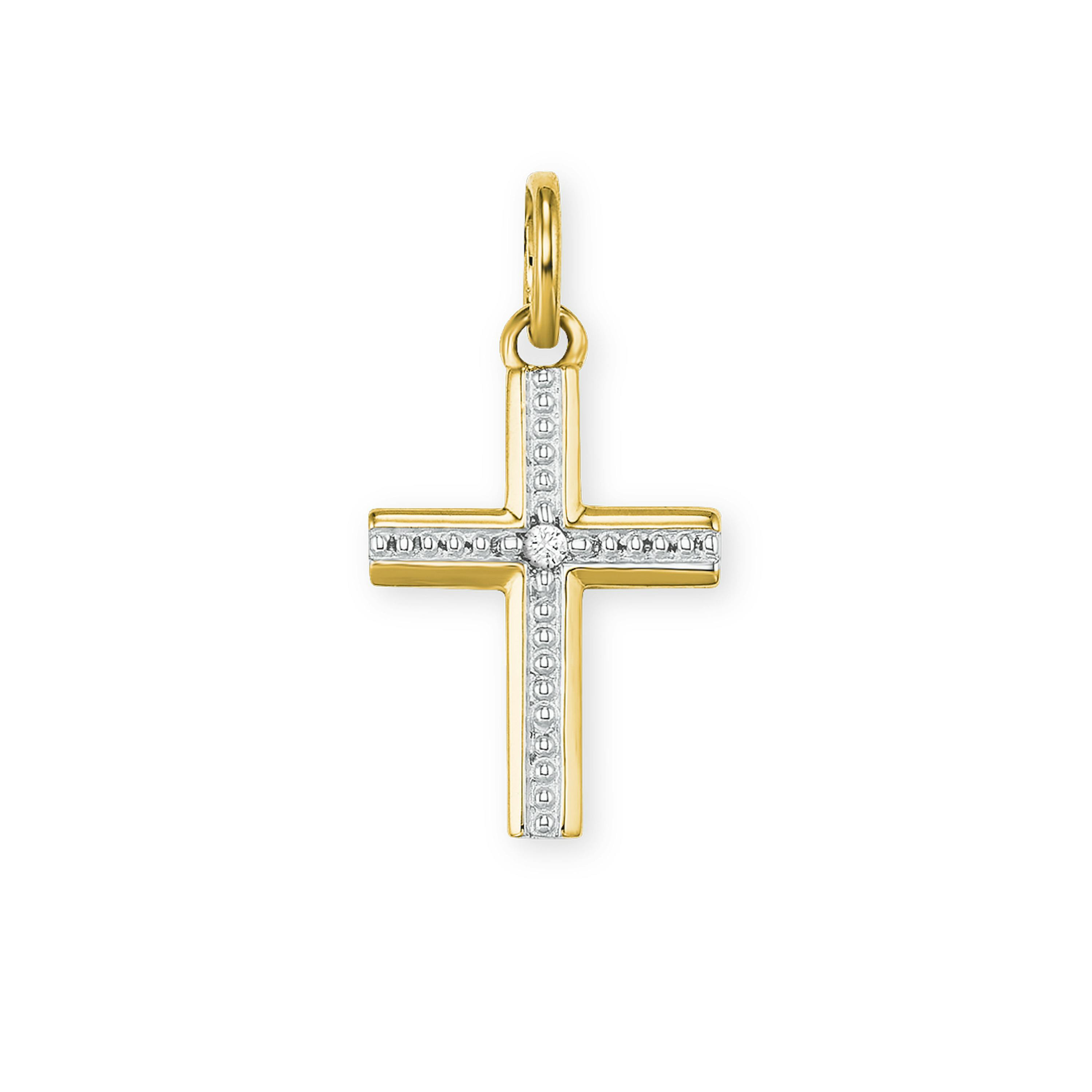 Damen, Gold Zirkonia Motivanhänger Kreuz für | 585, synth.