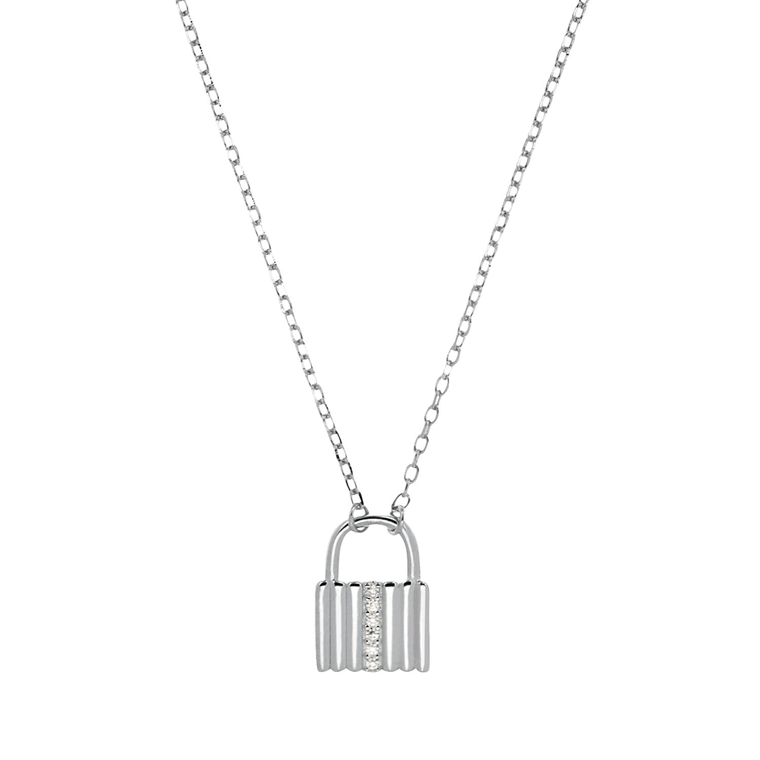 Kette mit Anhänger für Damen, 925 Sterling Silber, Zirkonia synth. | Schloss