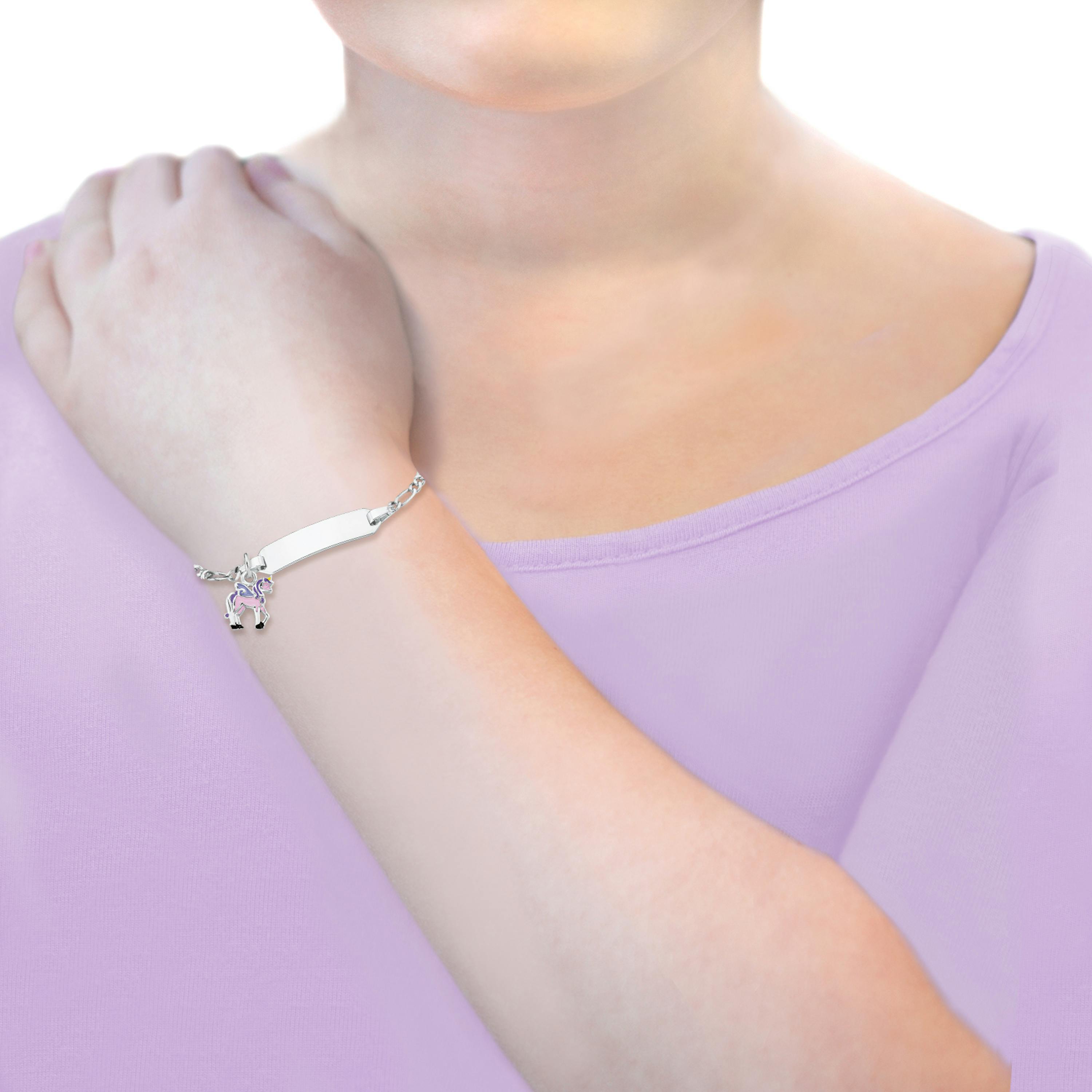 Einhorn Glitzernder Kristall Charm Armband Armreif für Mädchen Dame