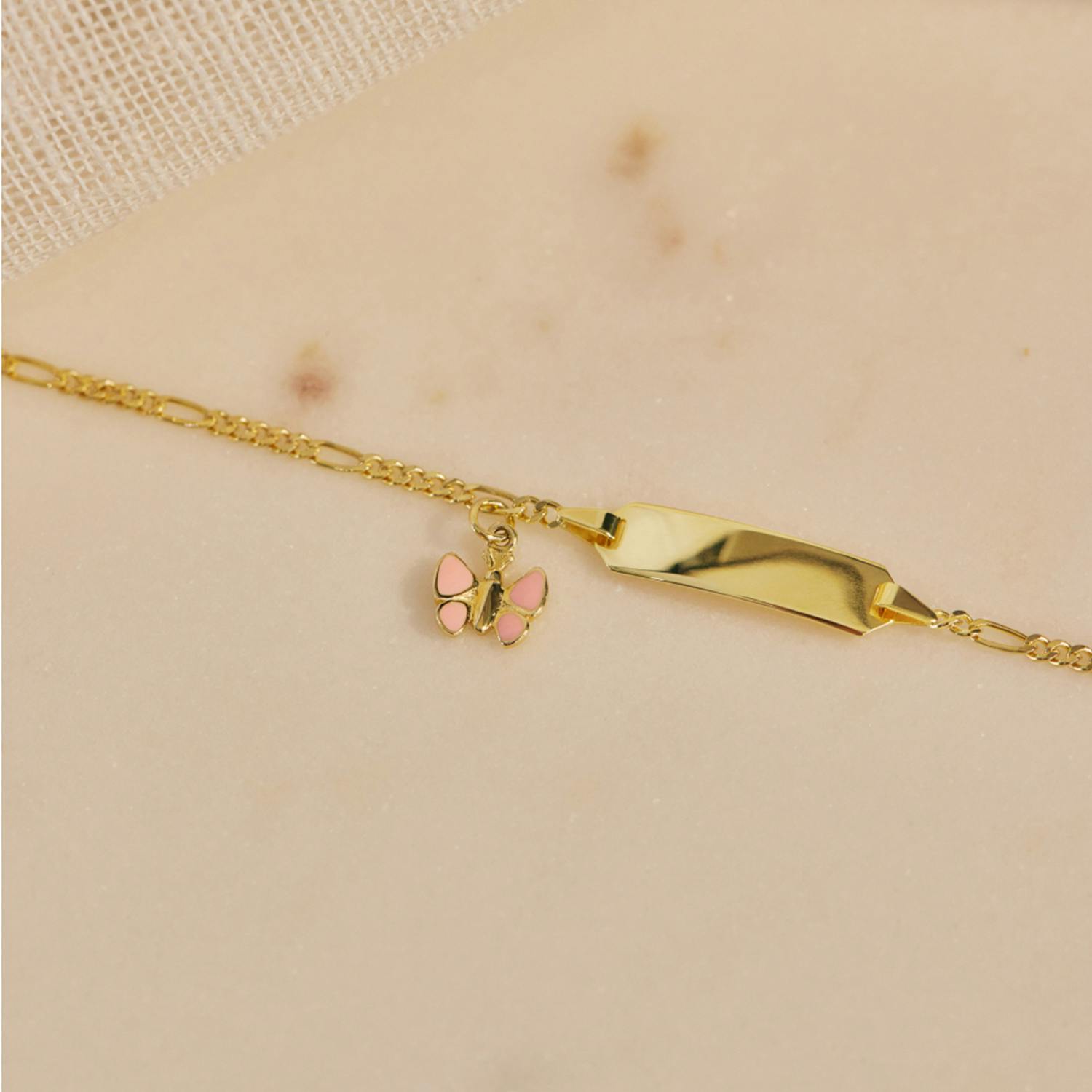 Identarmband für Mädchen, Gold 375 | Schmetterling