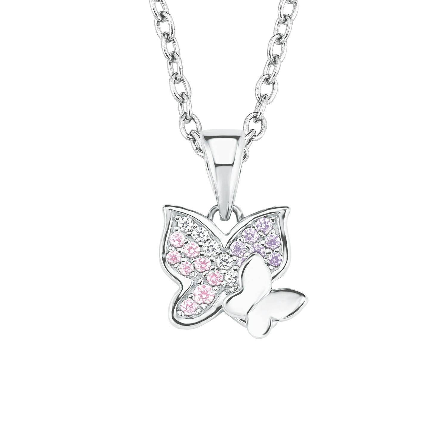Kette mit Anhänger für Mädchen, 925 Sterling Silber, Zirkonia synth. | Schmetterling