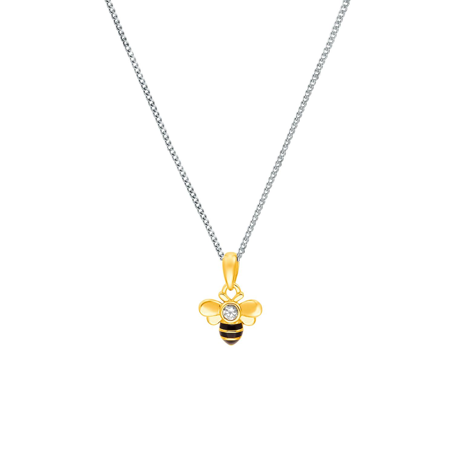 Kette mit Anhänger für Mädchen, 925 Sterling Silber, Zirkonia (synth.) | Biene