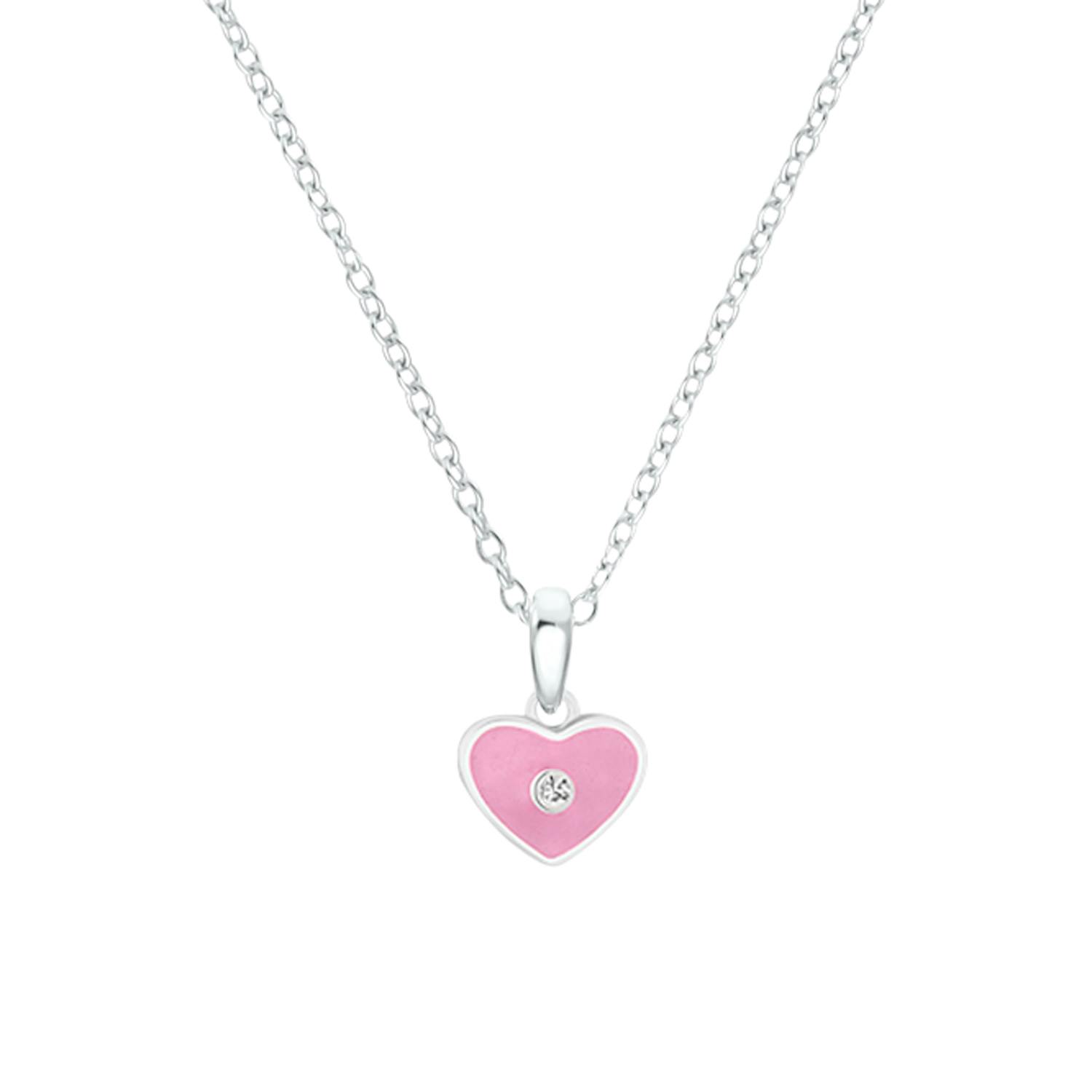 Kette mit Anhänger für Mädchen, 925 Sterling Silber, Zirkonia (synth.) | Herz
