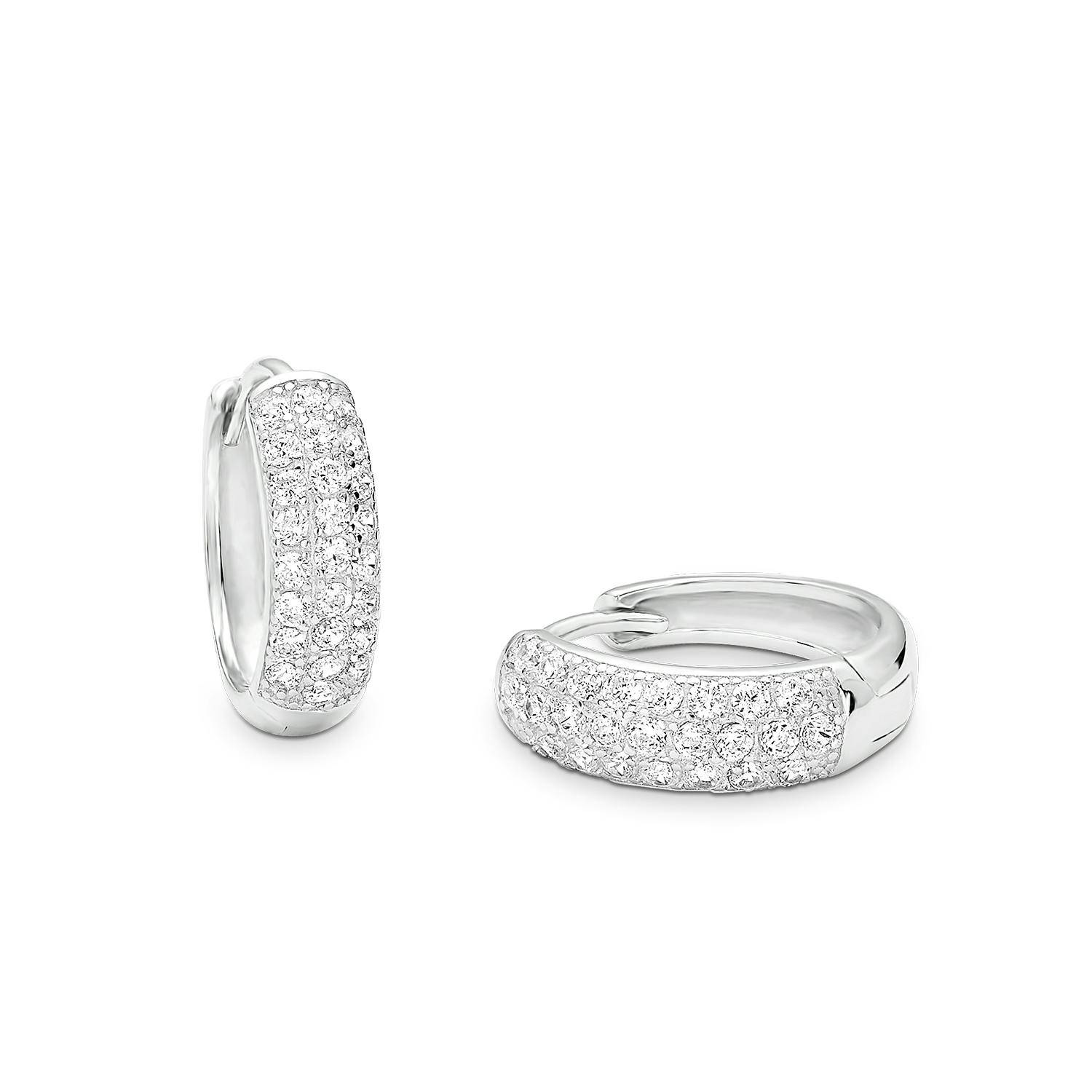 Creolen für Damen, Sterling Silber 925, Zirkonia (synth.)