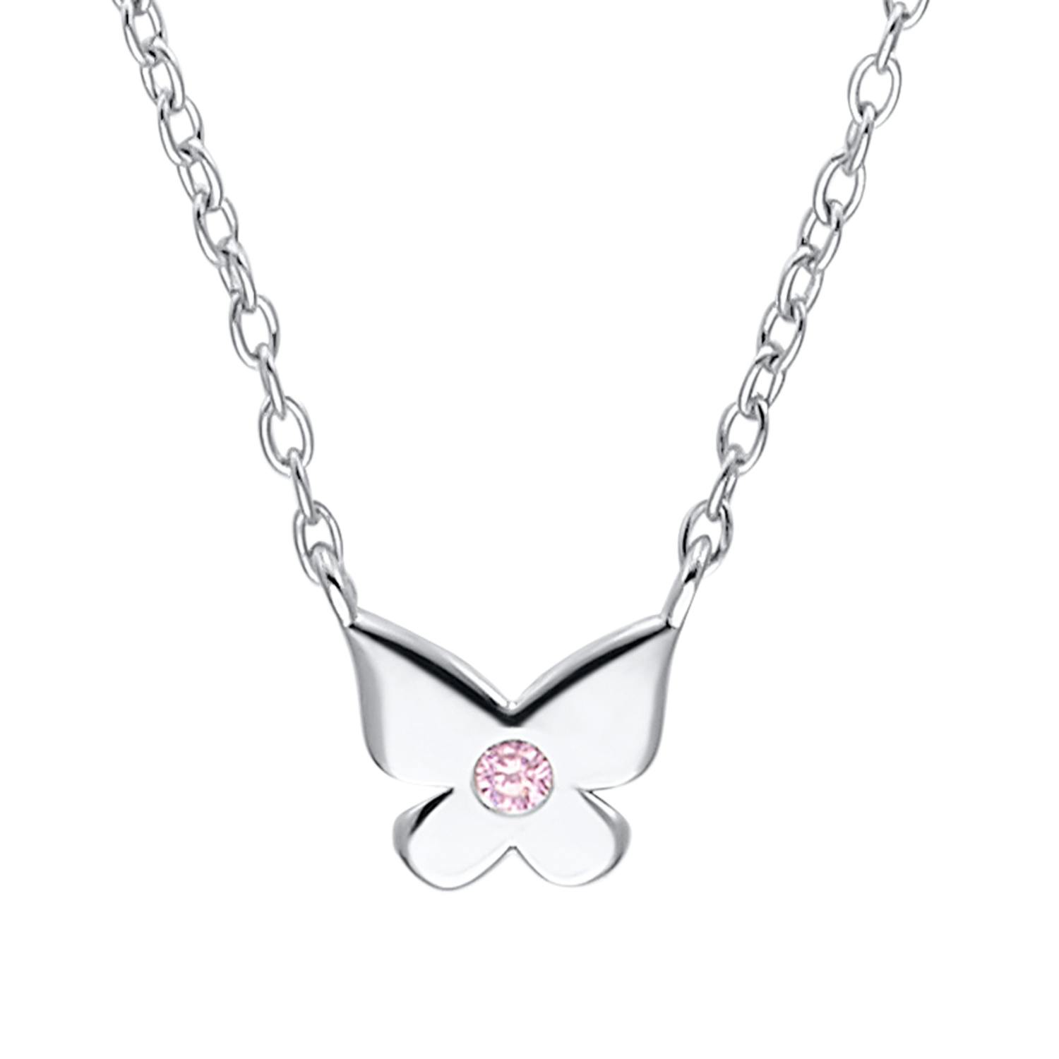 Kette mit Anhänger für Mädchen, 925 Sterling Silber, Zirkonia (synth.) | Schmetterling