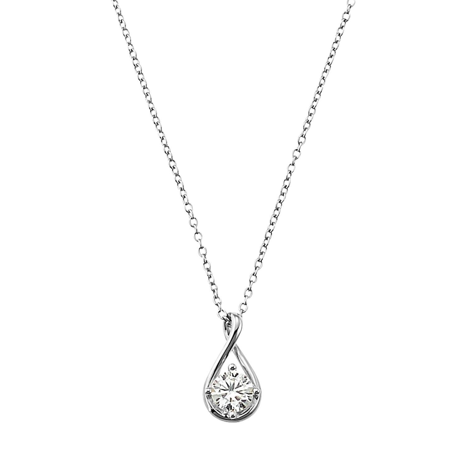 Kette mit Anhänger für Damen, 925 Sterling Silber, Zirkonia synth.