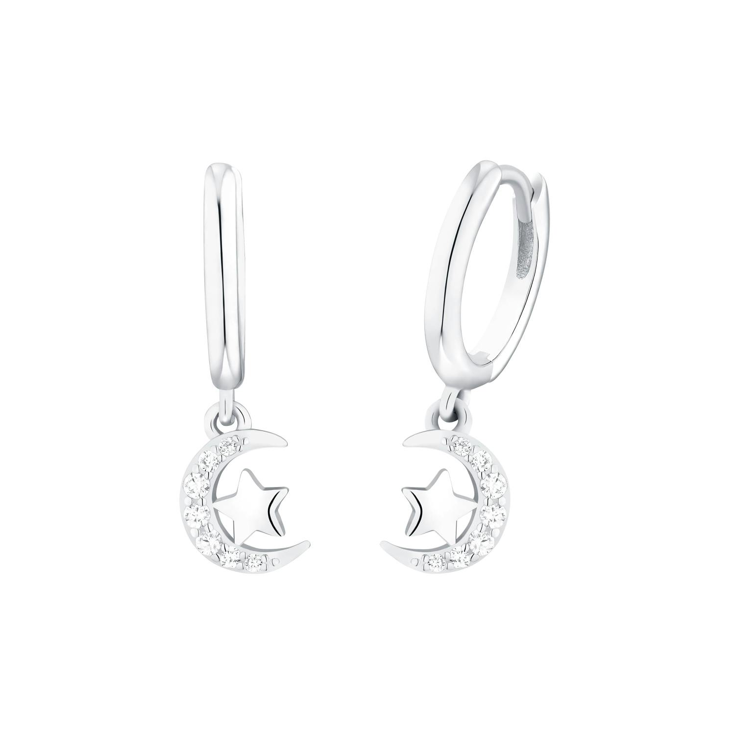 Creolen für Mädchen, 925 Sterling Silber, (synth.) Zirkonia | Mond